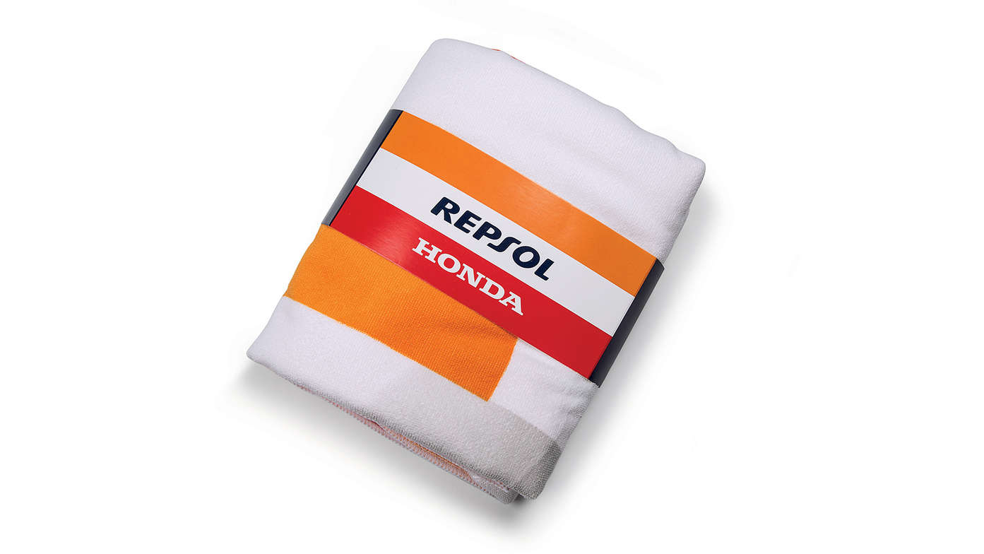 Plážová osuška Honda Repsol s farbami Honda MotoGP a logom Repsol.
